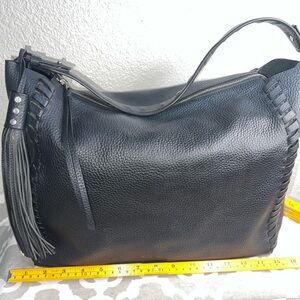 All Saints Black Leather Messenger Bag